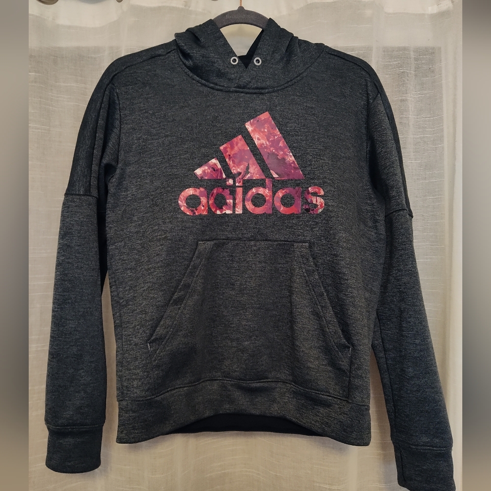 Adidas Women's Hoodie Gray Pink Sweatshirt Climawarm Pouch Size S